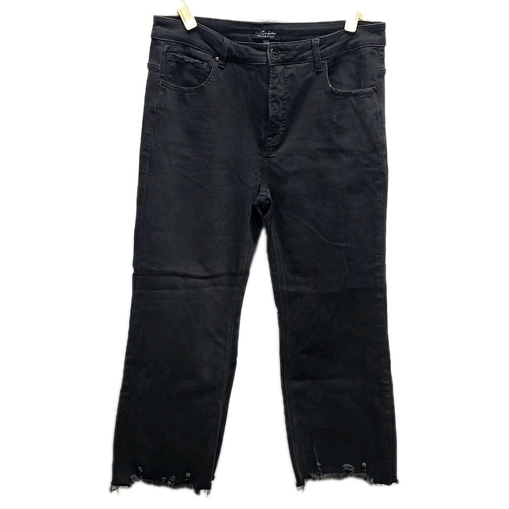 Wild Oak Boutique x Risen Black Crop Jeans Raw Hem Straight Leg sz 1XL